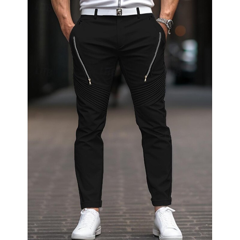 Men's Trousers Chinos Chino Pants Pocket Plain Comfort Breathable Outdoor Daily Going out Fashion Casual Black White Stretchy4