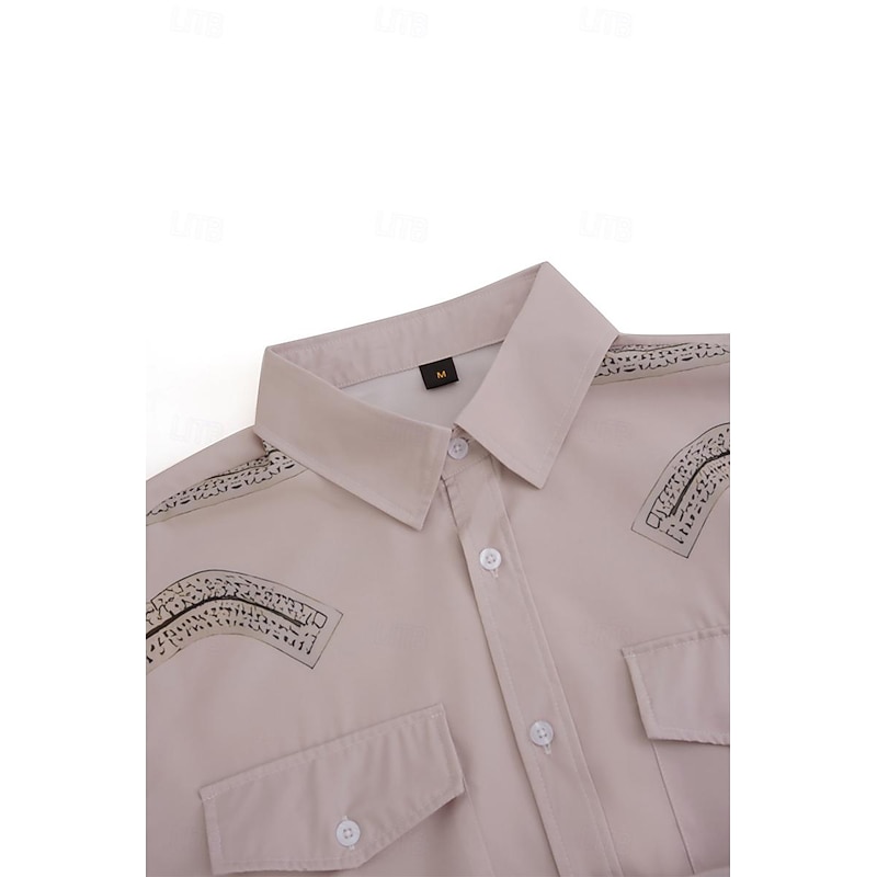 Men's Symbol Shirt Western Shirt Cowboy Shirt Long Sleeve Vintage Western Style Outdoor Street Casual Daily Fall & Winter Turndown Buttons Print Gray4