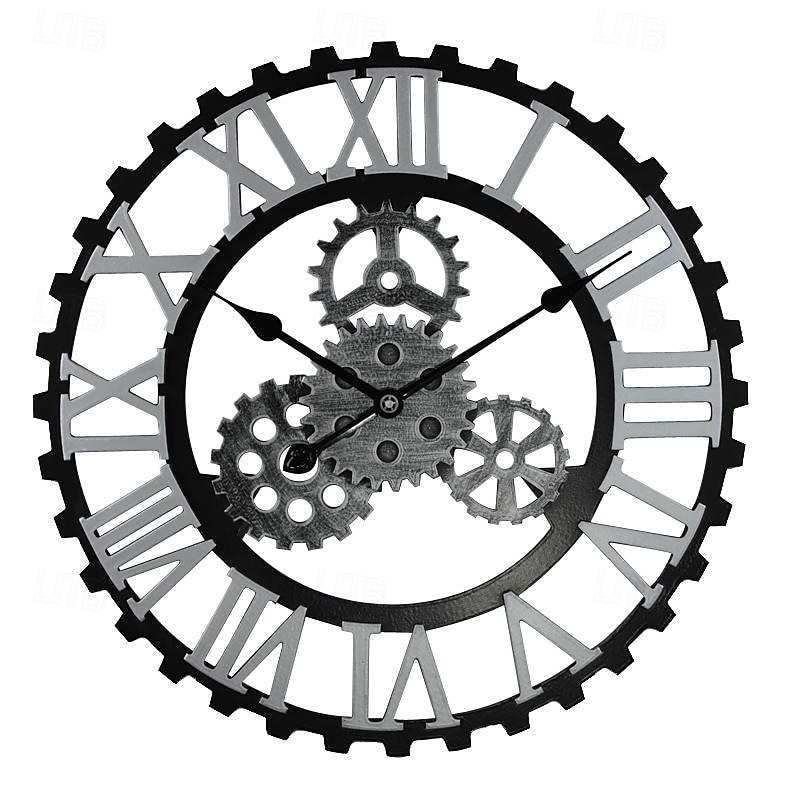 Wooden European Retro Wall Clock Gold Roman Gear Clock Decorative Luxury Classic Quartz Clock Modern Design For Home decor Wall Clocks 58 cm4