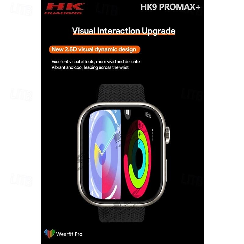 HK9 Pro Max Smart Watch with 2 Watch Bands 1.32 inch Smartwatch Fitness Running Bluetooth ECG+PPG Pedometer Call Reminder Android iOS Long Standby Hands-Free Calls Step Tracker IP68 22mm Watch Case4