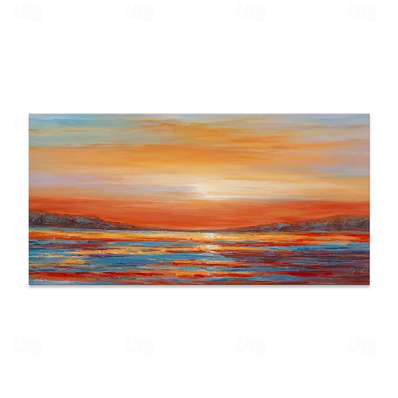 Handmade Oil Painting Canvas Wall Art Decoration Modern Abstract Sea Sunrise Landscape for Home Decor Rolled Frameless Unstretched Painting2