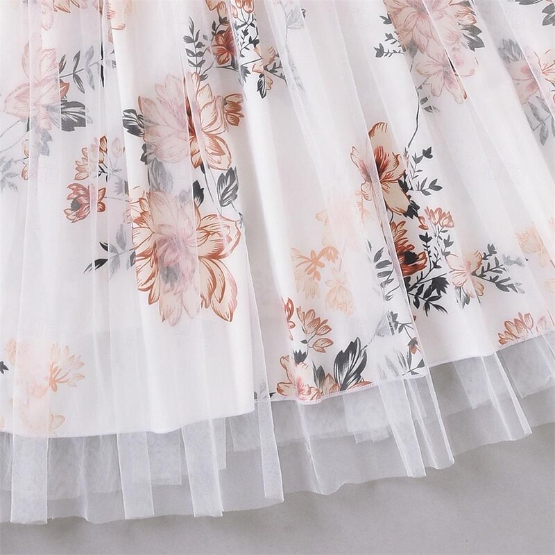 Kids Girls' Dress Graphic Sleeveless Formal Performance Party Fashion Cute Polyester Summer Spring 3-13 Years Black White2