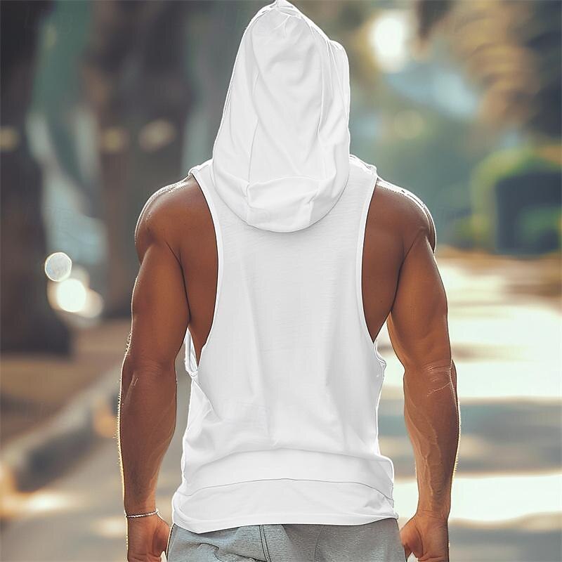 Men's Tank Top Vest Top Undershirt Sleeveless Shirt Sleeveless Hooded Summer Plain Fashion Designer Muscle Front Pocket Outdoor Going out Gym Black White Yellow Top Tee for Men4
