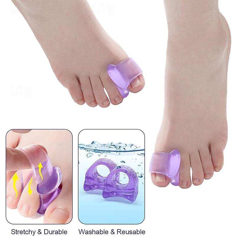 1 Pair Toe Spacers for Men and Women Purple Gel Toe Separators for Curled and Overlapping Toes Bunions Hammer Toe Straightener Big and Second Toe Spreader2