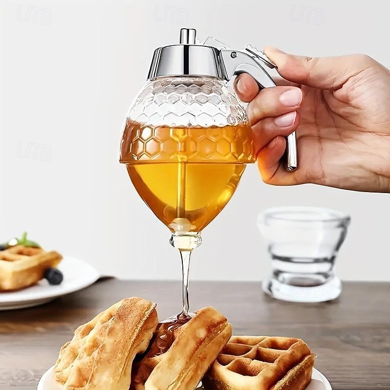 1pc Elegant Press-Type Honey Dispenser - Mess-Free Syrup & Condiment Jar - Kitchen Decor and Convenience 2025 - $11.99