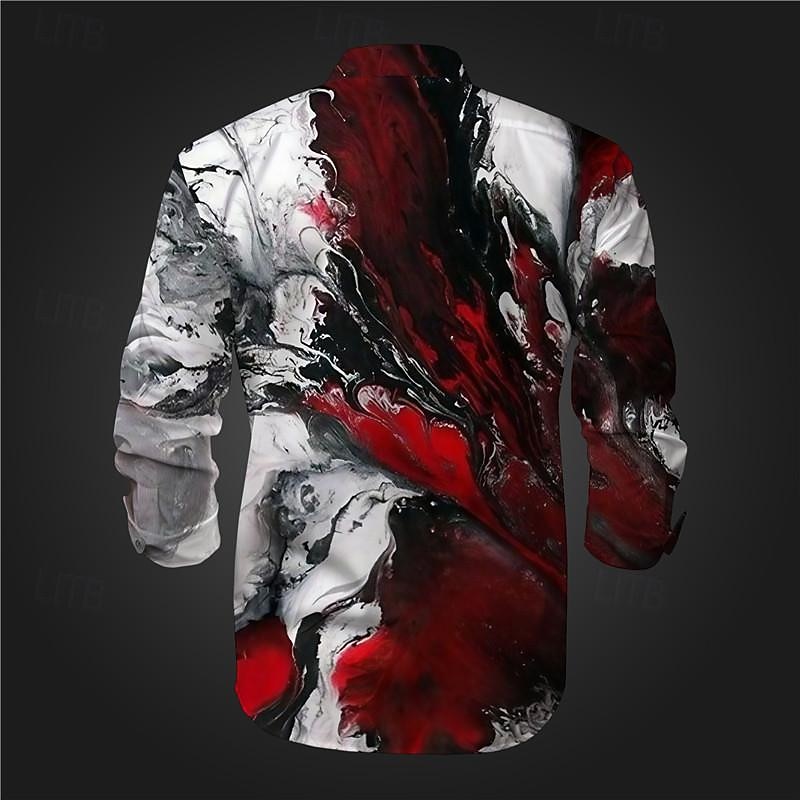 Men's Optical Illusion Button Up Shirt Printed Shirts Long Sleeve Subcultural Vacation Party Street Spring & Summer Turndown Print Button-Down Red Blue Purple Green2