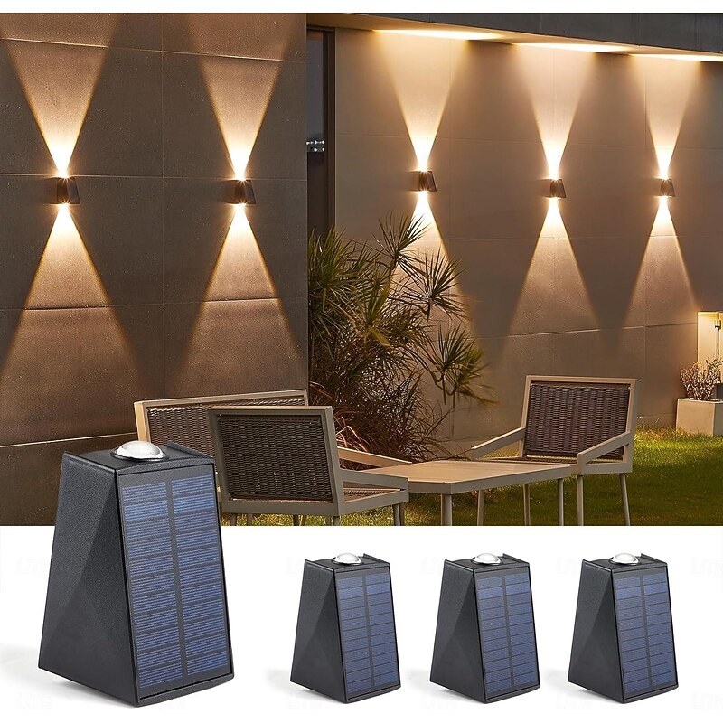 Solar Outdoor Wall Light Up and Down Lighting IP65 Waterproof Wall Wash Light for Outdoor Garden Yard Garage Porch Landscape Decoration Lighting 1/2/4pcs3