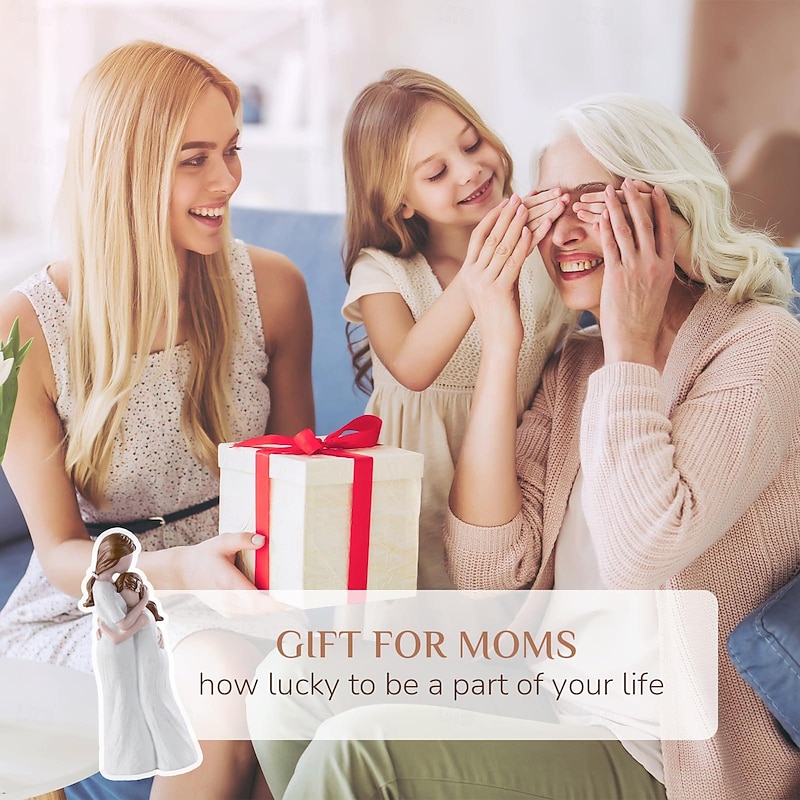 Mother's Day Mother and Daughter Statue Gift Mom and Daughter Embrace Resin Craft Statue3