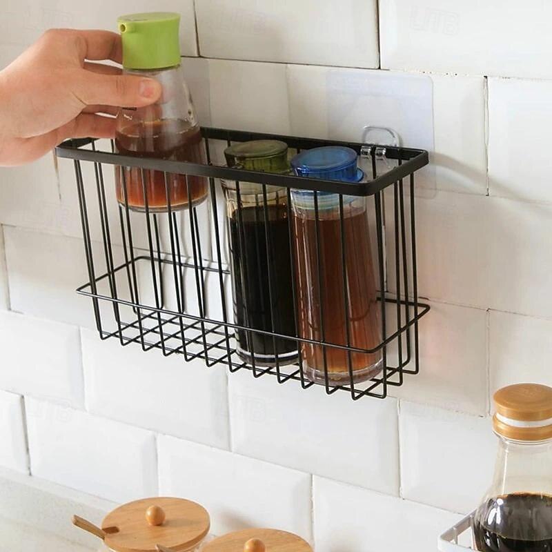 2pcs Storage Racks Metal Wire Storage Basket Wall Hanging Basket Wall Mounted Organizer Basket for kitchen Office Pantry Bathroom Cabinet Kitchen Organizers and Storage Kitchen Accessories3