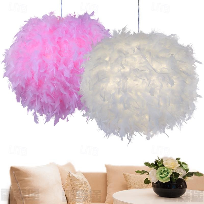 Feather Light Shade For Ceiling Pendant Light Fluffy Lamp Shade Lampshade Lightshade For Table Lamp And Floor Lamp Bedroom Diameter 30cm Pink