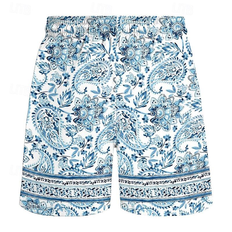 Men's Paisley Swim Trunks Swim Shorts Board Shorts Mid Waist Vacation Hawaiian Holiday Vacation Holiday Beach Drawstring with Mesh lining Elastic Waist Designer Clothing Apparel2