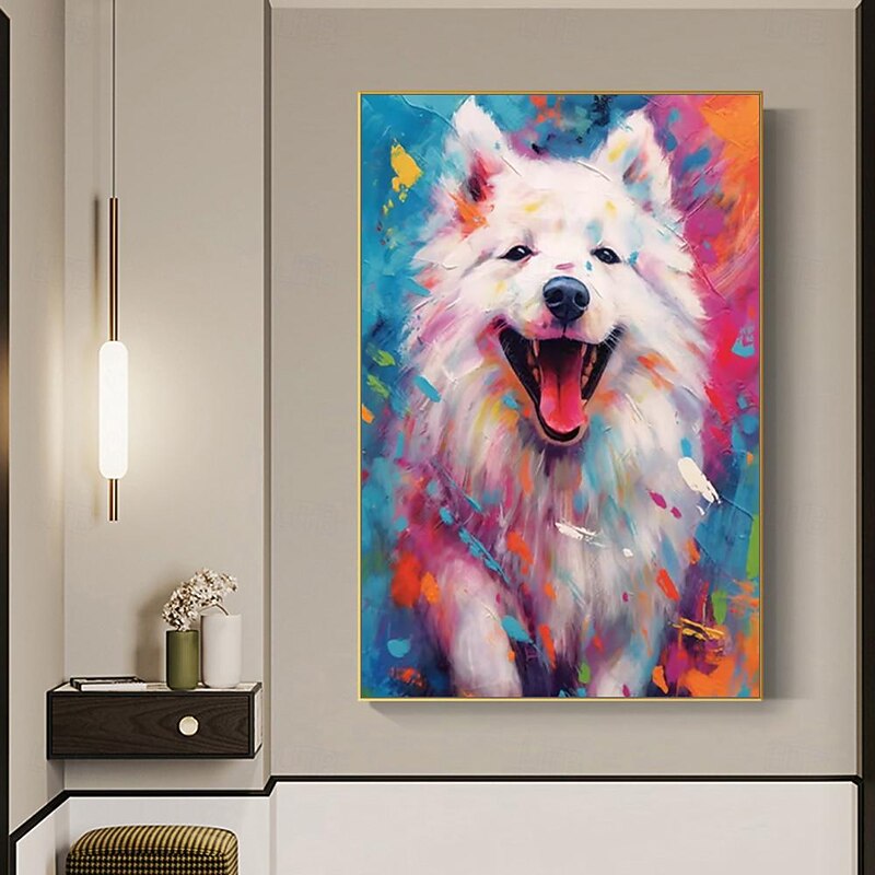 Mintura Handmade Abstract Dog Animal Oil Paintings On Canvas Wall Art Decoration Modern Picture For Home Decor Rolled Frameless Unstretched Painting4
