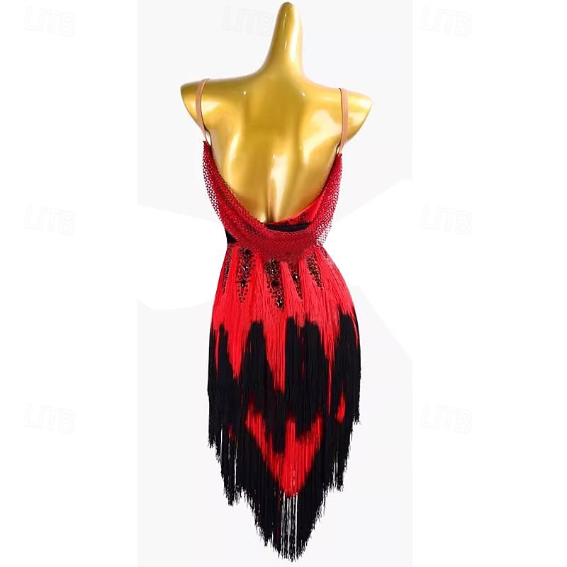 Latin Dance Exotic Dancewear Dress Tassel Women's Performance Daily Wear Sleeveless Spandex2