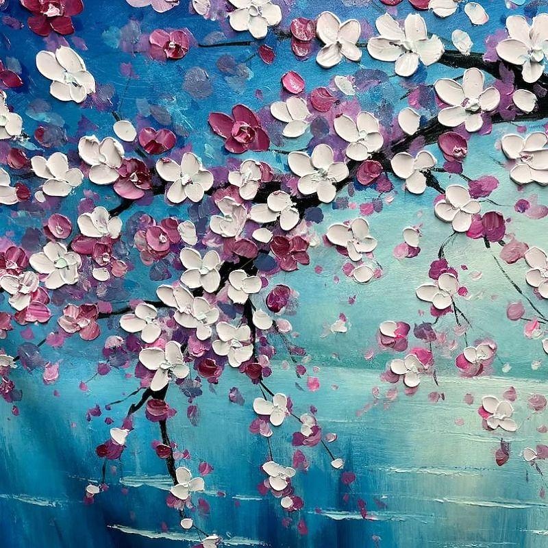 Handmade Oil Painting Canvas Wall Art Decoration Modern Flowers Peach Blossom Landscape  for Home Decor Rolled Frameless Unstretched Painting3