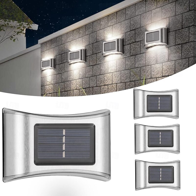 2/4pcs Solar Wall Light Up and Down Outdoor IP65 Waterproof LED Step Light Solar Fence Lights For Outdoor Yard Garden Lawn Patio Courtyard Fences Driveway Pathway Decoration4