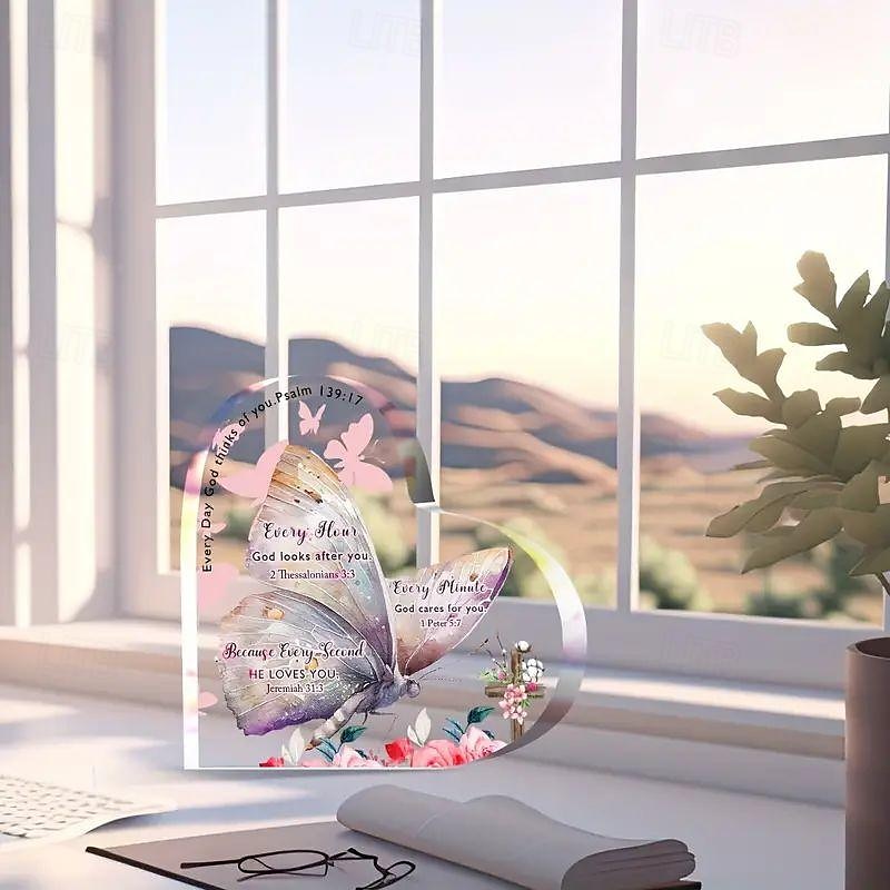 Acrylic Christian Gifts For Women Inspirational Gifts With Bible Verse Prayers Inspirational Desk Decor Engraved Heart Keepsake Religious Gifts Birthday Gift Friendship Gifts For Women4