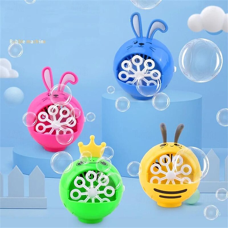 Kid Electric Portable Cartoon Rabbit Magic Bubble Machine Outdoor Toy Animal Summer Automatic Water Soap Blower Maker Party Gift2