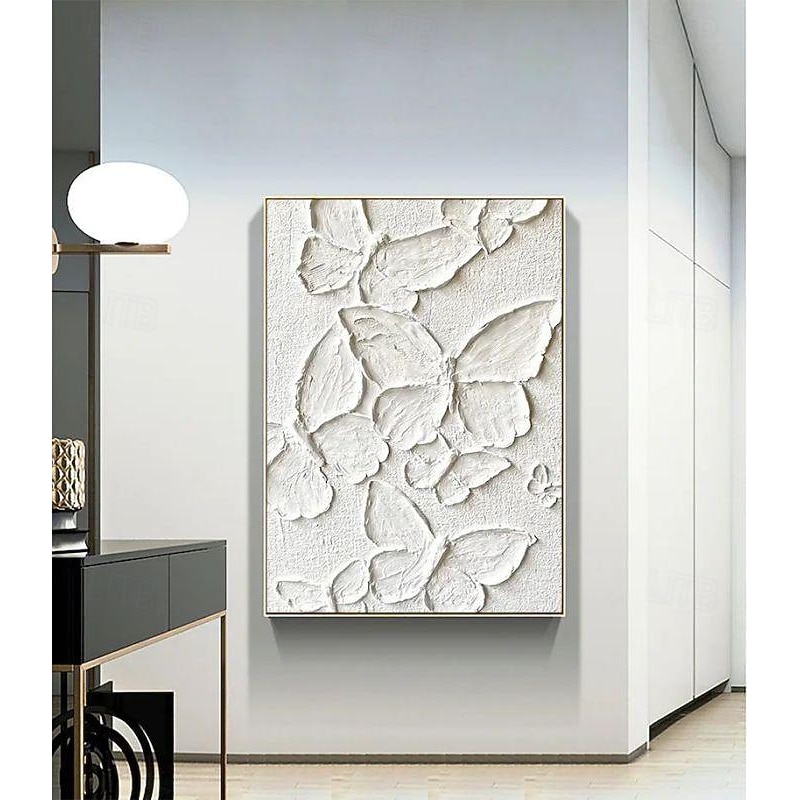 Handmade Oil Painting Canvas Wall Art Decoration Modern Texture Abstract White Butterfly for Home Decor Rolled Frameless Unstretched Painting3