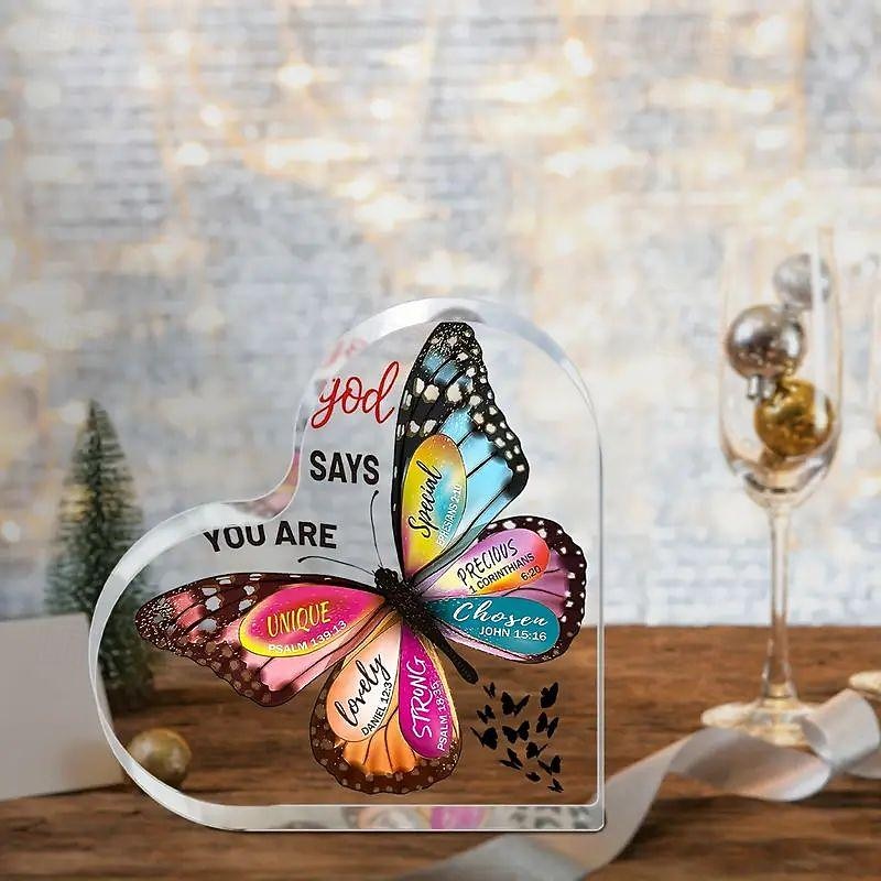 Christian Gifts For Women Faith Inspirational Gifts Acrylic Religious Desk Decor Bible Verse Gift Butterfly Scripture Gifts Motivational Gifts Halloween Gifts Art Craft Ornament Gift2