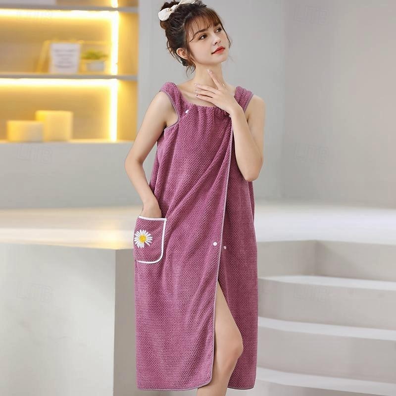 Microfiber Wearable Bath Towel Dress Super Absorbent Home Wear Bath Skirt Bath Towel Ladies Water-Absorbent Soft Thick Wrapped Bathrobe Quick-Dry Back To School College Student