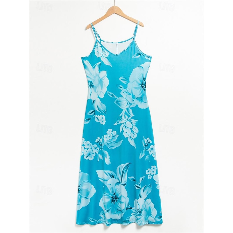 Women's Maxi Dress Sundress A Line Dress Floral Dress Fashion Modern Casual Vacation Casual Daily Regular Fit Floral Sleeveless V Neck Pink Blue Purple Fuchsia Summer Spring4