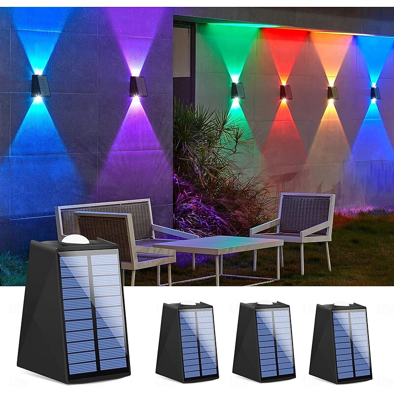 Solar Outdoor Wall Light Up and Down Lighting IP65 Waterproof Wall Wash Light for Outdoor Garden Yard Garage Porch Landscape Decoration Lighting 1/2/4pcs2