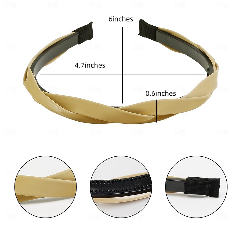 1PC Braided Headbands for Women Girls Leather Thin Hairbands for Women's Hair Fashion Non Slip Head Band Solid Colors Hair Accessories3
