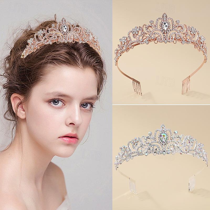 Bride Crown Headgear Ball Party Hair Hoop Wedding Dress Light Luxury Alloy Water Diamond Anti slip Comb Hoop