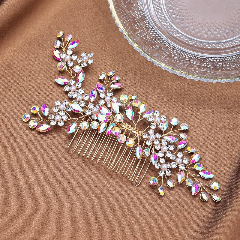 Hair Combs Headdress Rhinestone Alloy Wedding Cocktail Retro Wedding With Crystals Splicing Headpiece Headwear3