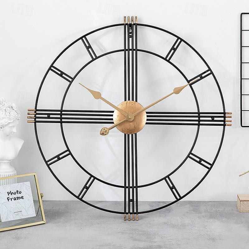 Large Metal Wall Clock Silent Retro Wall Clock Large Roman Numerals Used for Living Room Kitchen Fireplace Bedroom Decoration 50 cm3