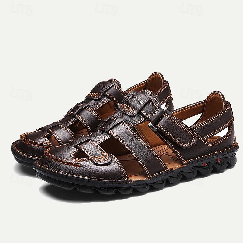 Men's Premium Leather Outdoor Fisherman Sandals with Adjustable Straps and Non-Slip Sole – Perfect for Summer Hiking and Casual Wear2