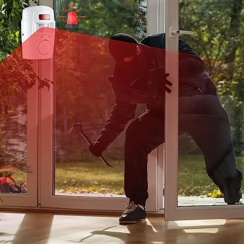 Smart Home Security KitWireless Infrared Security Alarm 105DB Alarm BatteryPoweredw/ 2 Remotes3