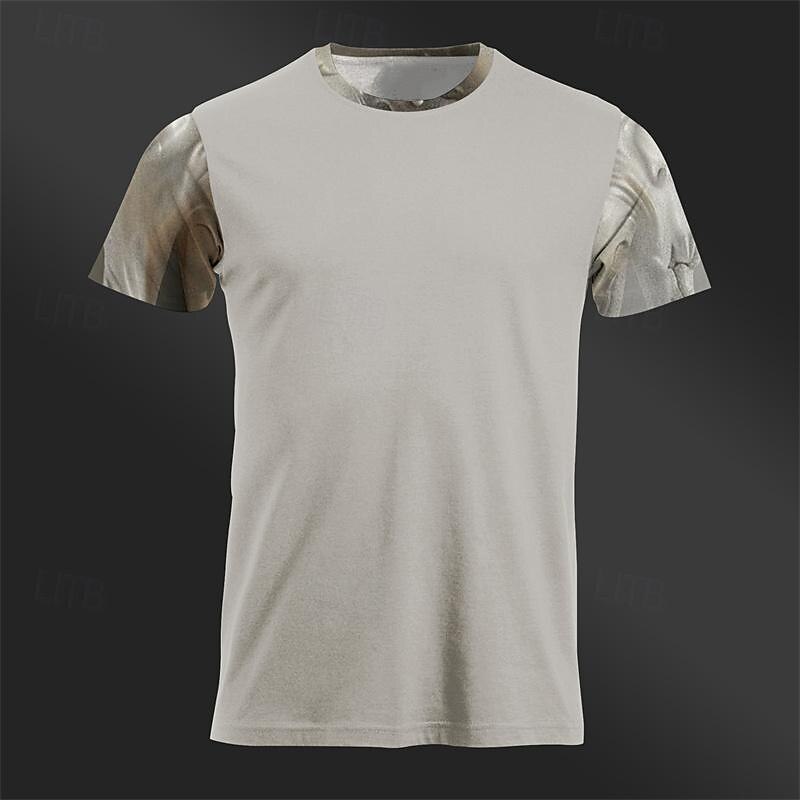 Men's Graphic Skeleton T Shirt Tee Top Short Sleeve T shirt 3D Print Crew Neck Shirt Daily Designer Retro Vintage Sports Outdoor Holiday Going out Black Brown Khaki Spring & Summer Clothing Apparel S 5