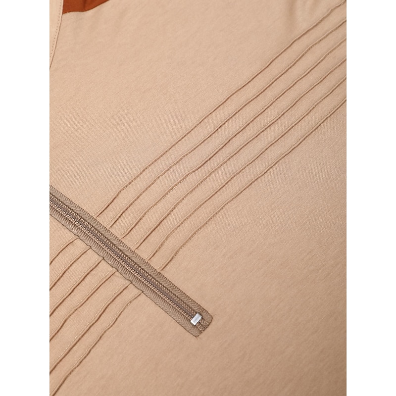 Men's Tee Top Long Sleeve Standing Collar Spring &  Fall Color Block Fashion Designer Basic Vacation Street Going out Black Navy Blue Brown Top Tee for Men4