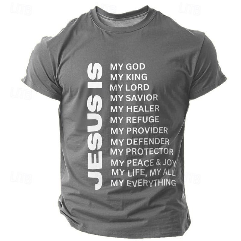Easter Men's Graphic Slogan Jesus T Shirt Short Sleeve T shirt 3D Print Crew Neck Shirt Retro Vintage Casual Street Style Sports Outdoor Holiday Going out Black Blue Green Spring & Summer Clothing4