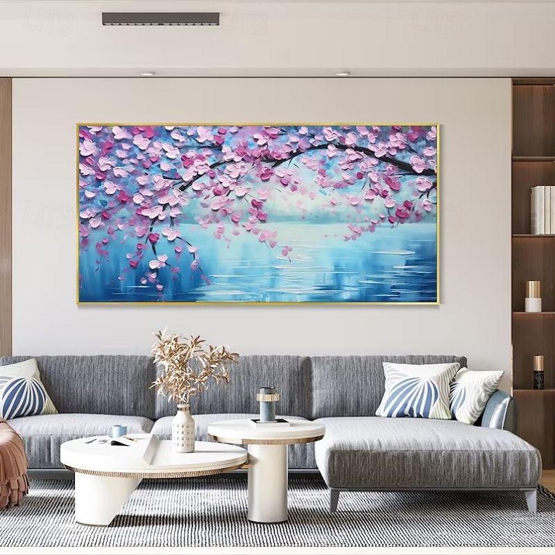 Handmade Oil Painting Canvas Wall Art Decoration Modern Flowers Peach Blossom Landscape  for Home Decor Rolled Frameless Unstretched Painting2