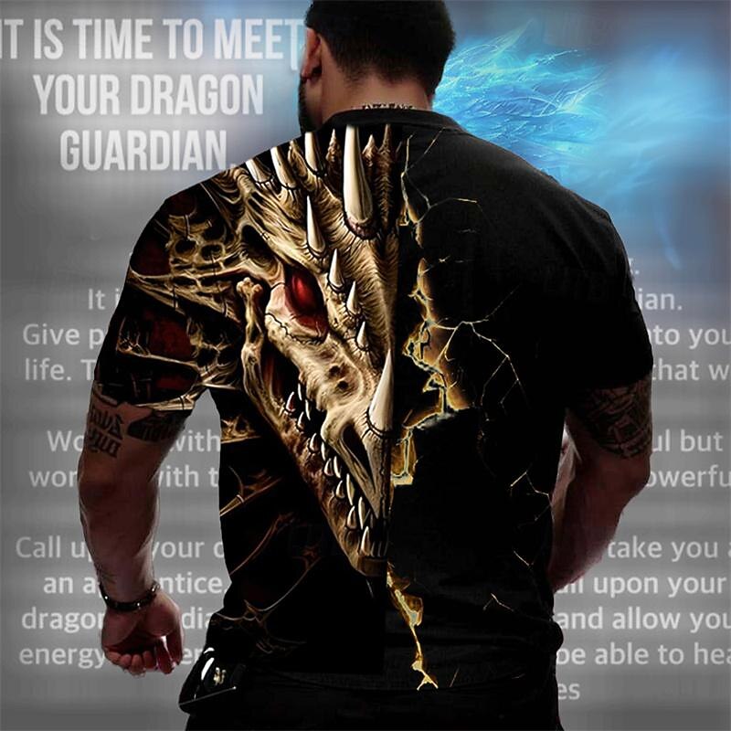 Men's Graphic Dragon T Shirt Short Sleeve T shirt 3D Print Crew Neck Shirt Designer Casual Street Style Sports Outdoor Holiday Going out Purple Brown Spring & Summer Clothing Apparel S M L XL 2XL 3XL