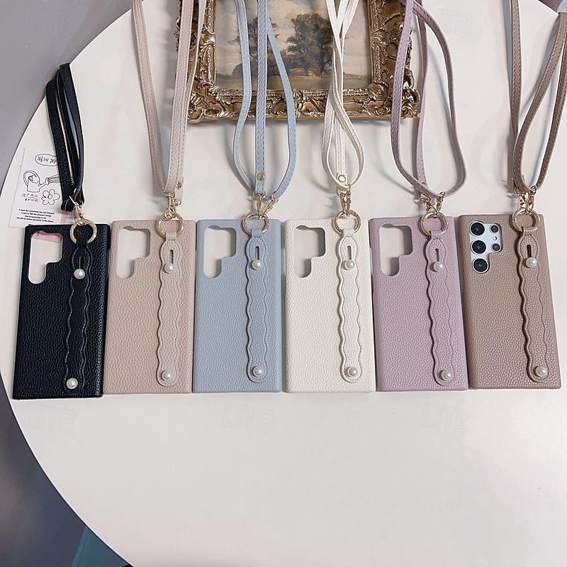 Phone Case For Samsung Galaxy S25 S24 S23 S22 Plus  Ultra S23 FE A55 5G A35 5G A25 A15 A14 for Women Girl with Stand Holder Ring Holder with Lanyard Retro TPU PU Leather