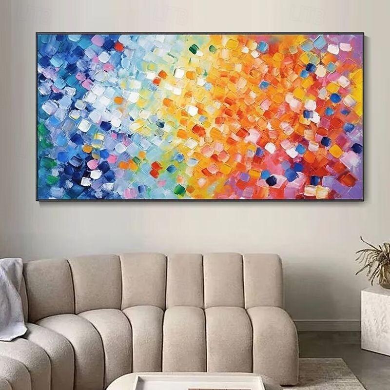 Handmade Oil Painting Canvas Wall Art Decoration Colorful Abstract Mosaic for Home Decor Rolled Frameless Unstretched Painting2