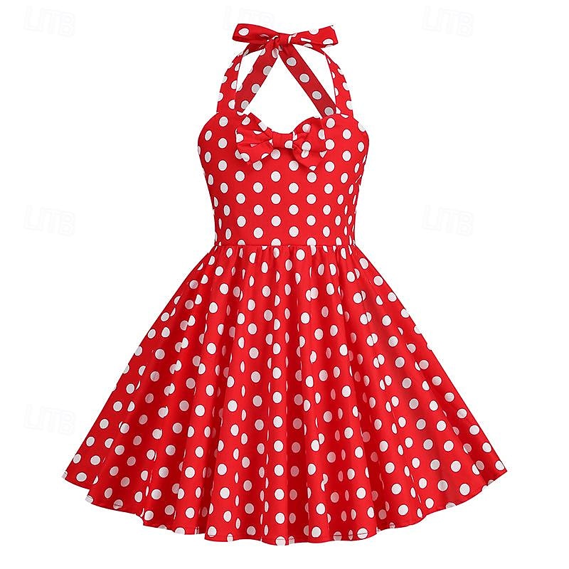 Retro Vintage 1950s Rockabilly Dress Swing Dress Polka Dot Fancy Dress Girls' Carnival Masquerade Daily Wear Bachelorette Party Kid's Dress