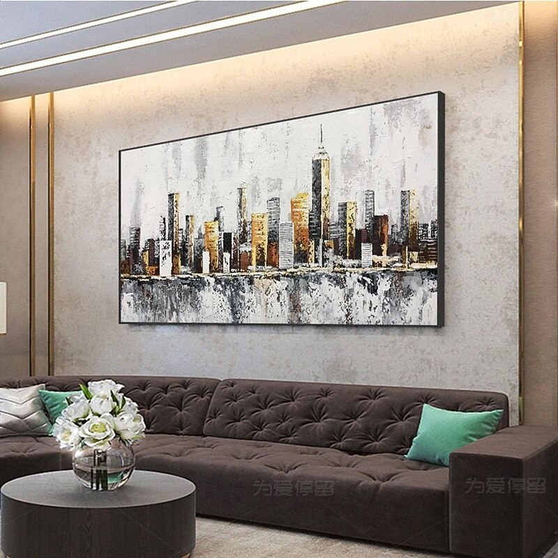 Large New York City Landscape painting hand painted Large urban art painting Urban Wall Art handmade New York Wall Art city art painting Hand-painted city painting4