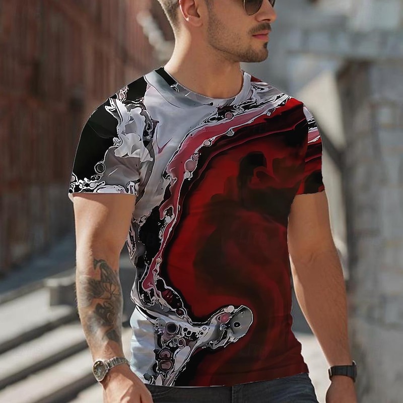 Men's Graphic Color Block Gothic Horror T Shirt Short Sleeve T shirt 3D Print Crew Neck Shirt Daily Designer Casual Sports Outdoor Holiday Going out Red Purple Green Spring & Summer Clothing Apparel