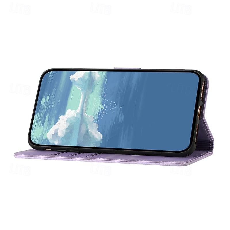 Phone Case For Samsung Galaxy S25 S24 S23 S23 FE S22 S21 Ultra Plus A14 A34 A54 A24 Wallet Case Magnetic with Wrist Strap Kickstand Retro Geometric Pattern TPU PU Leather3