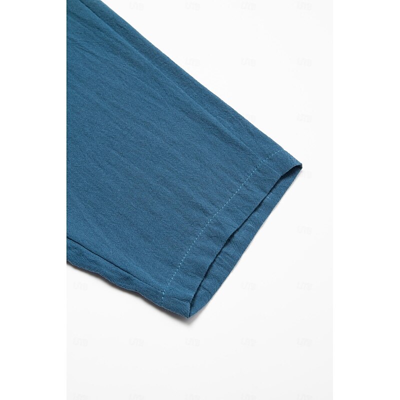 Men's Linen Pants Trousers Summer Pants Bloomers Beach Pants Pocket Drawstring Elastic Waist Plain Lightweight Ankle-Length Yoga Daily Fashion Casual Loose Fit Lake blue Black4