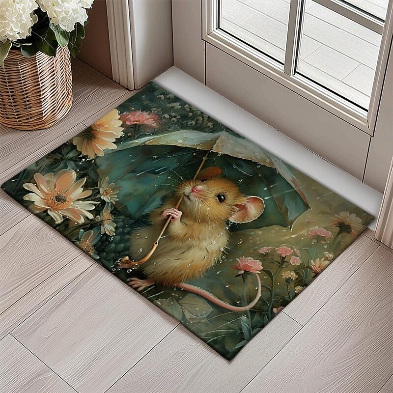 Small Rat Umbrella Doormat Floor Mats Washable Rugs Kitchen Mat Non-Slip Oil Proof Rug Indoor Outdoor Mat Bedroom Decor Bathroom Mat Entrance Rug4