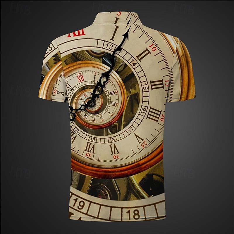 Men's Graphic Polo Shirts Golf Shirt Short Sleeve Polo Shirts Collared Shirts Casual Vacation Wear Rave Wear Party Outfits Buttons 3D Print Summer Blue Khaki2