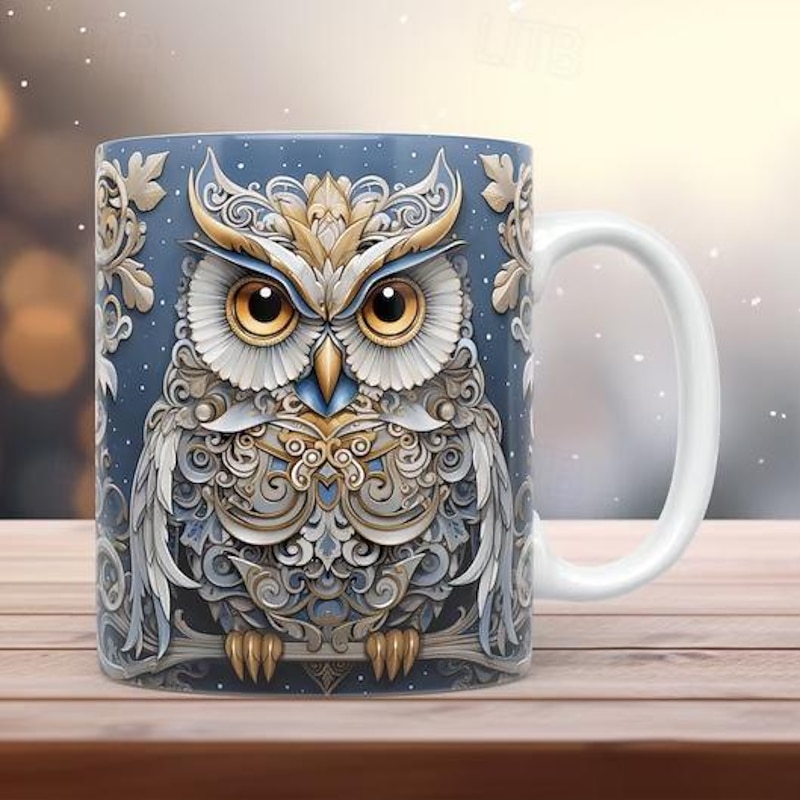 3D Owl Mugs, Funny 3D Animals Mug, Creative Space Design Multi-Purpose Mugs, Animals Lovers Coffee Mug, Cute Mug Ceramic Coffee Mugs, Cool Birthday Christmas Gifts for Women and Men