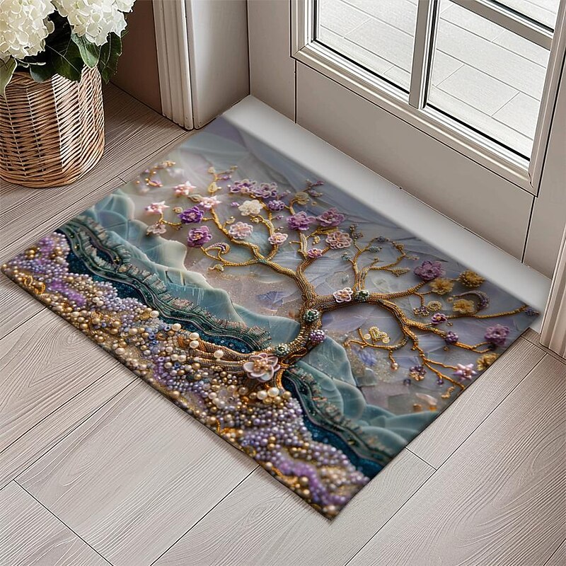 Purple Sparkling Tree of Life Doormat Floor Mats Washable Rugs Kitchen Mat Non-Slip Oil Proof Rug Indoor Outdoor Mat Bedroom Decor Bathroom Mat Entrance Rug4
