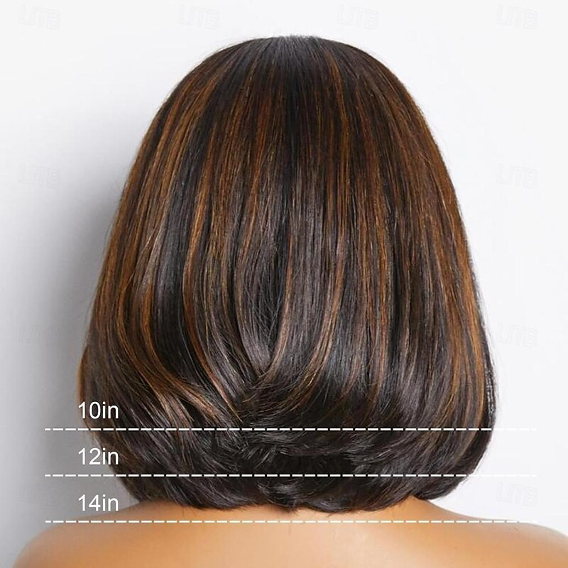 13x4 Bob Wig Human Hair Lace Front Wigs for Black Women Lace Brown Blonde Highlights Wigs Pre Plucked 200% Density  Wigs Human Hair Loose Body Wave Short Bob Wig Brazilian3