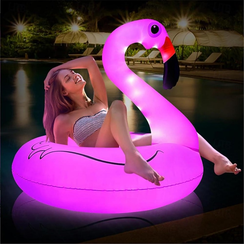 Inflatable Flamingo Pool Float Decor Light Beach Inflatables for large Swimming Float Air Mattress Beach Party Pool Use